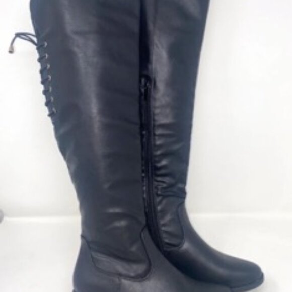 Top Moda Women's Jones-86 Tall Boots Black Zipper Lace Up Backing Size 7 - Picture 1 of 8